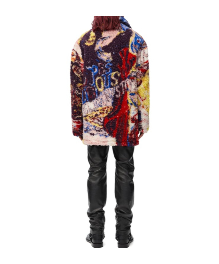 Loewe Richard Hawkins Oversized Double-breasted Fleece-jacquard Jacket In Multicolor