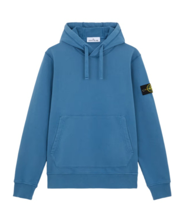 Stone Island Hooded Sweatshirt With Pockets In Blue