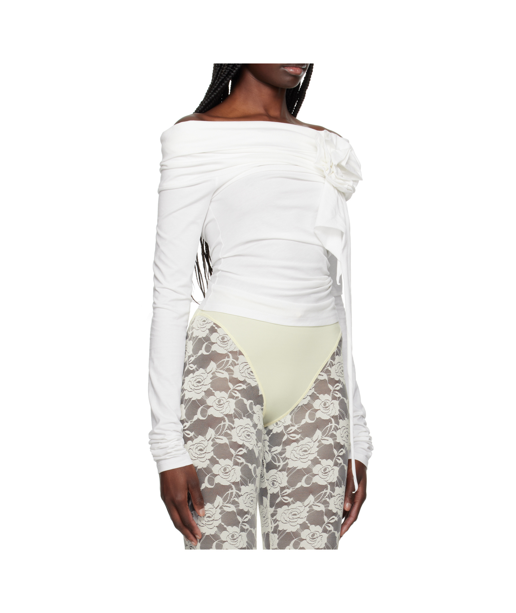 Vaquera White Cold Shoulder Top