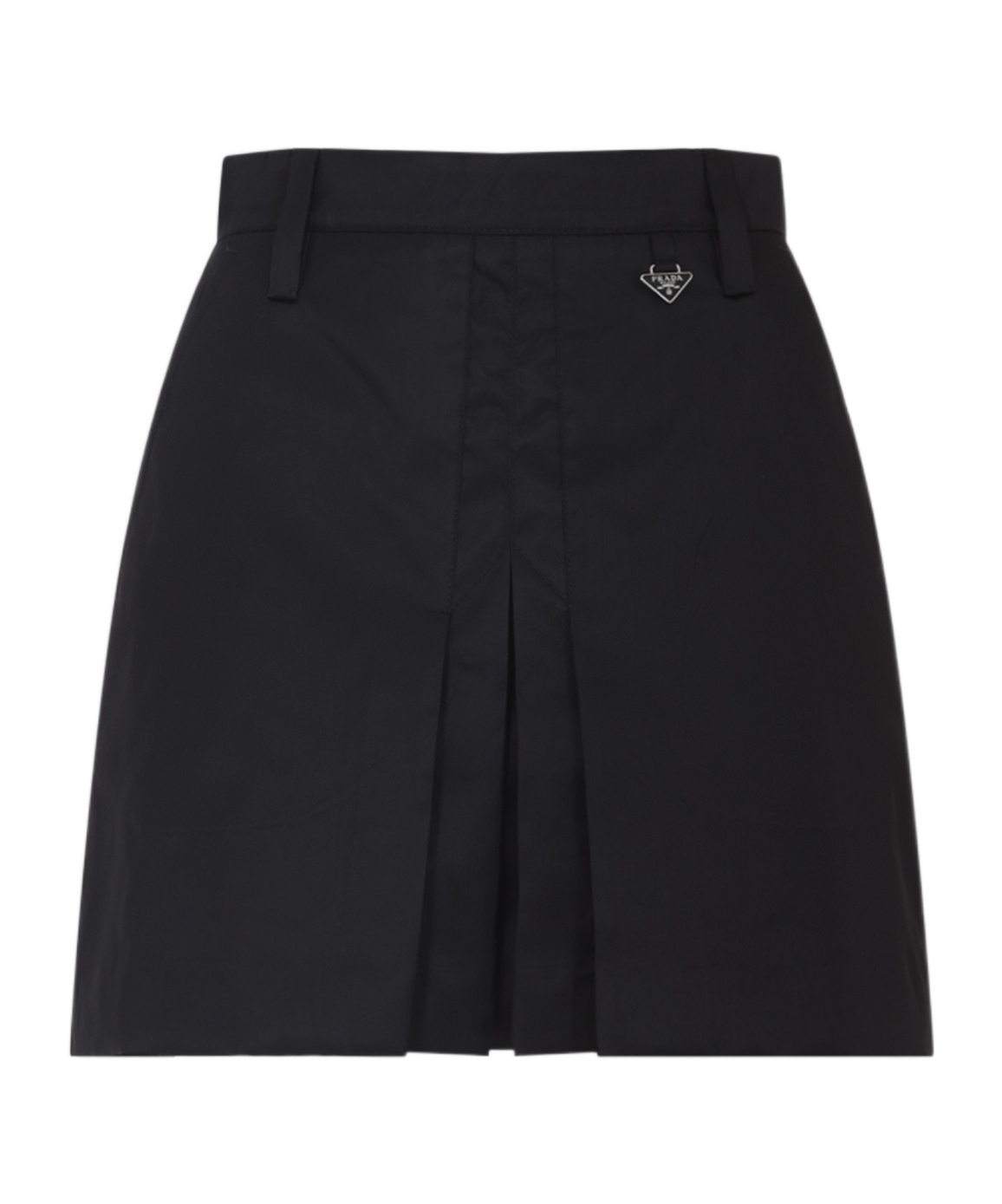Prada Mini Skirt With Belt Loops And Pleats In Black