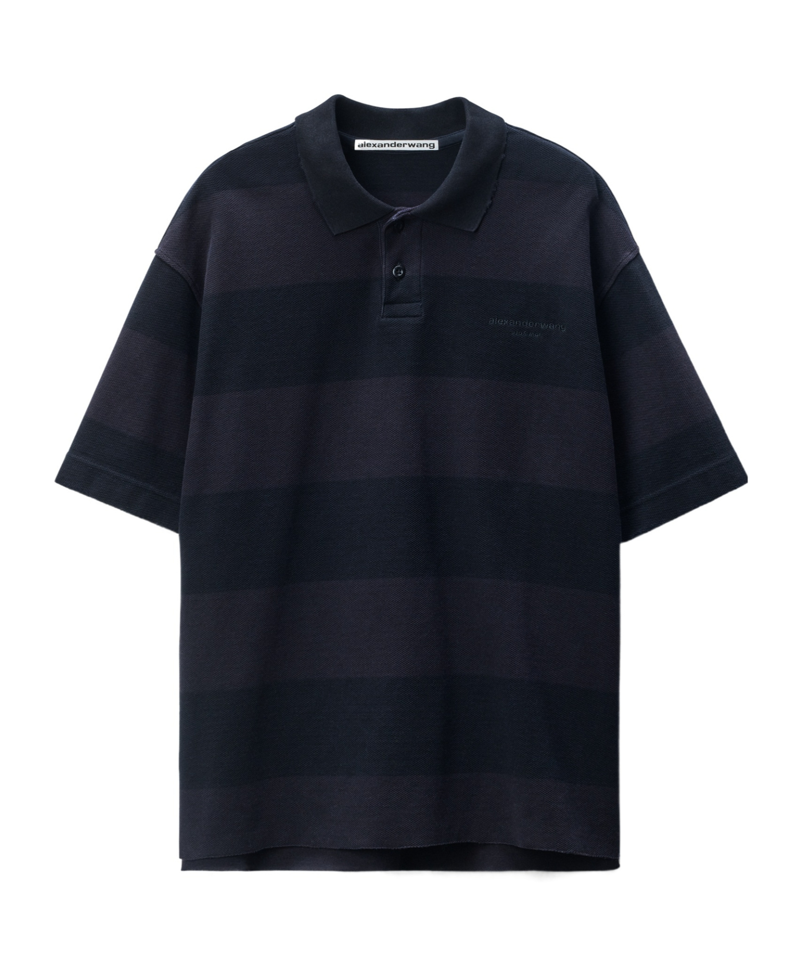 Alexander Wang Marina Striped Piqué Polo Shirt In Black