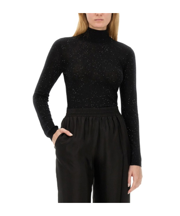 Shop Fabiana Filippi Sequinned Roll-neck Jumper In Black