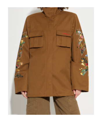 Off-white Floral-arrow Print Utility Jacket In Brown