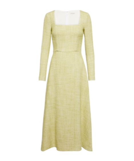 Emilia Wickstead Fara Cotton-blend Tweed Midi Dress In Green