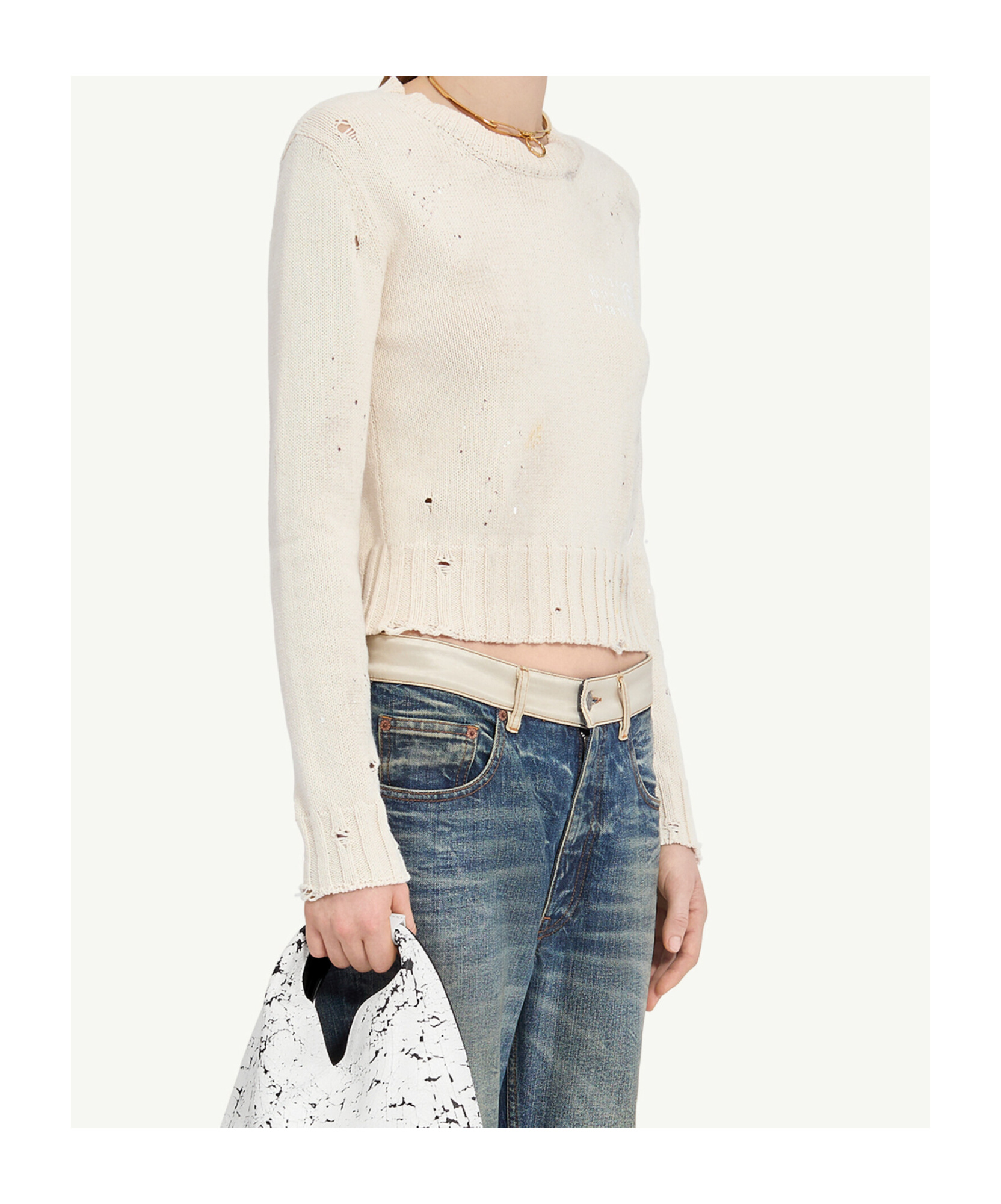 Shop Mm6 Maison Margiela Paint Residue Knit In White