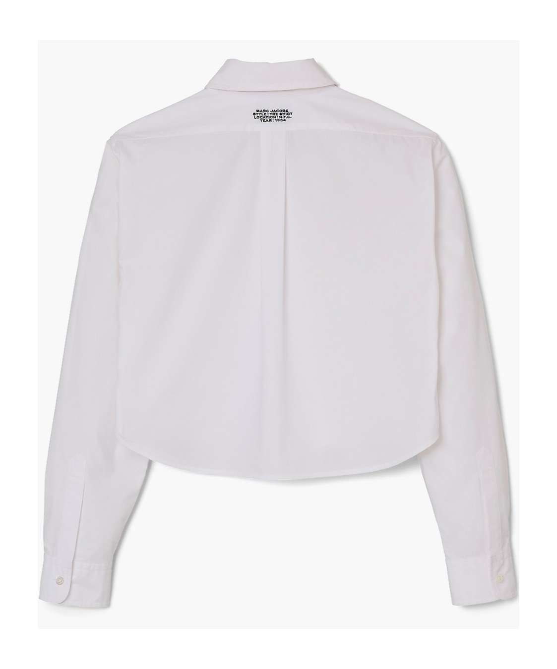 Marc Jacobs Womens The Cropped Text-embroidery Cotton Shirt White In White