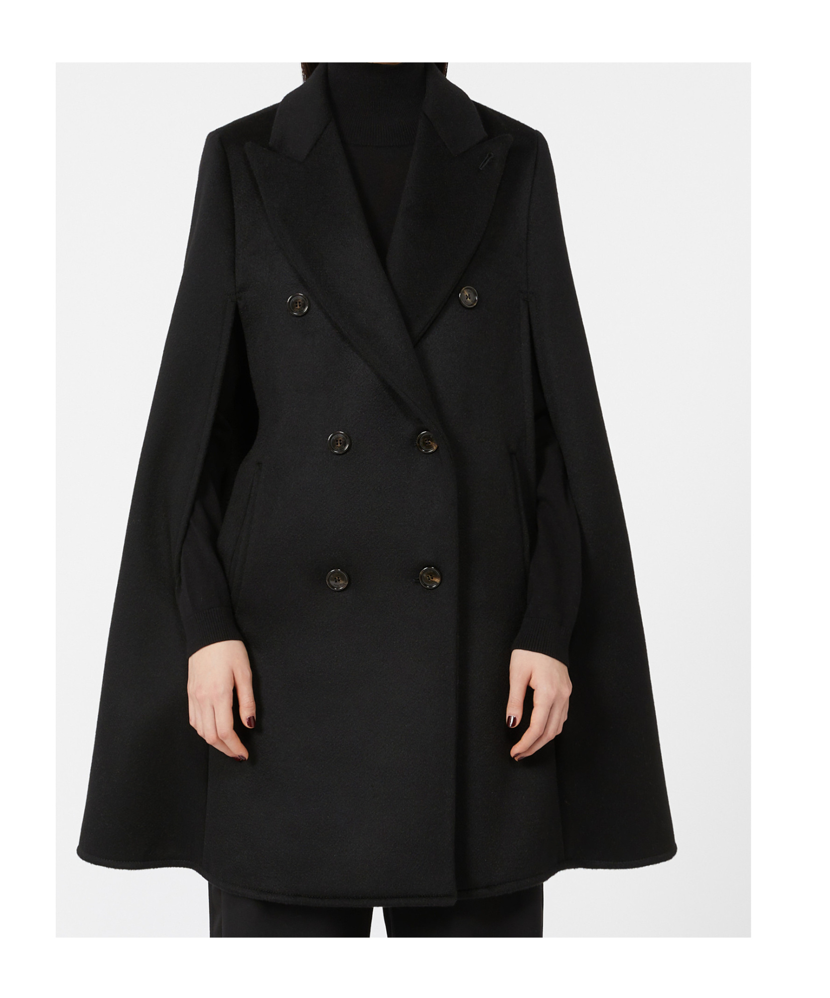 Max Mara Double-breasted Cape In Black
