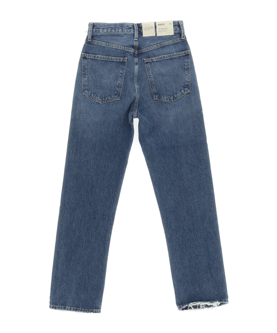 Agolde Ren Raw Hem High Waist Ankle Wide Leg Jeans In Chord In Blue