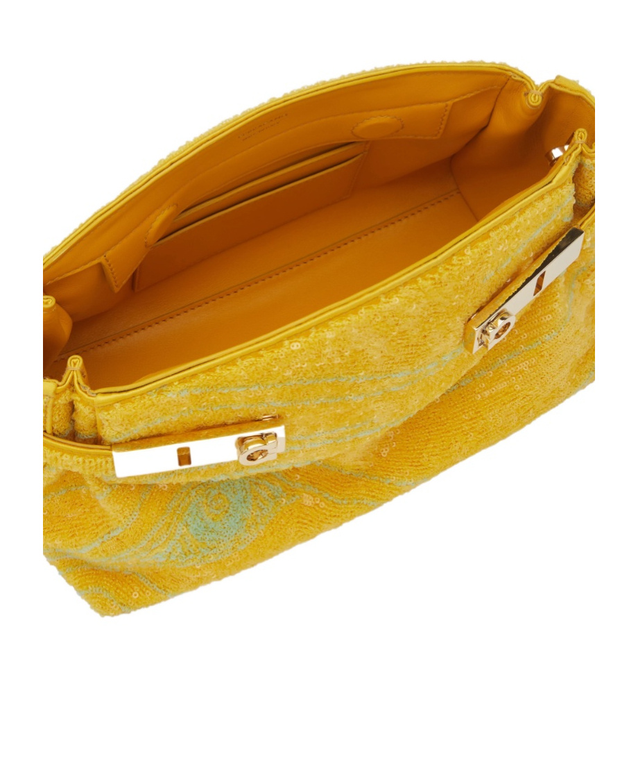 Ferragamo Hug Soft Crossbody Bag With Sequins (xs) In Yellow