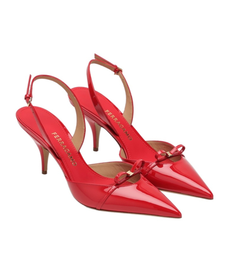 Ferragamo Pointed High-heeled Sandals In Red