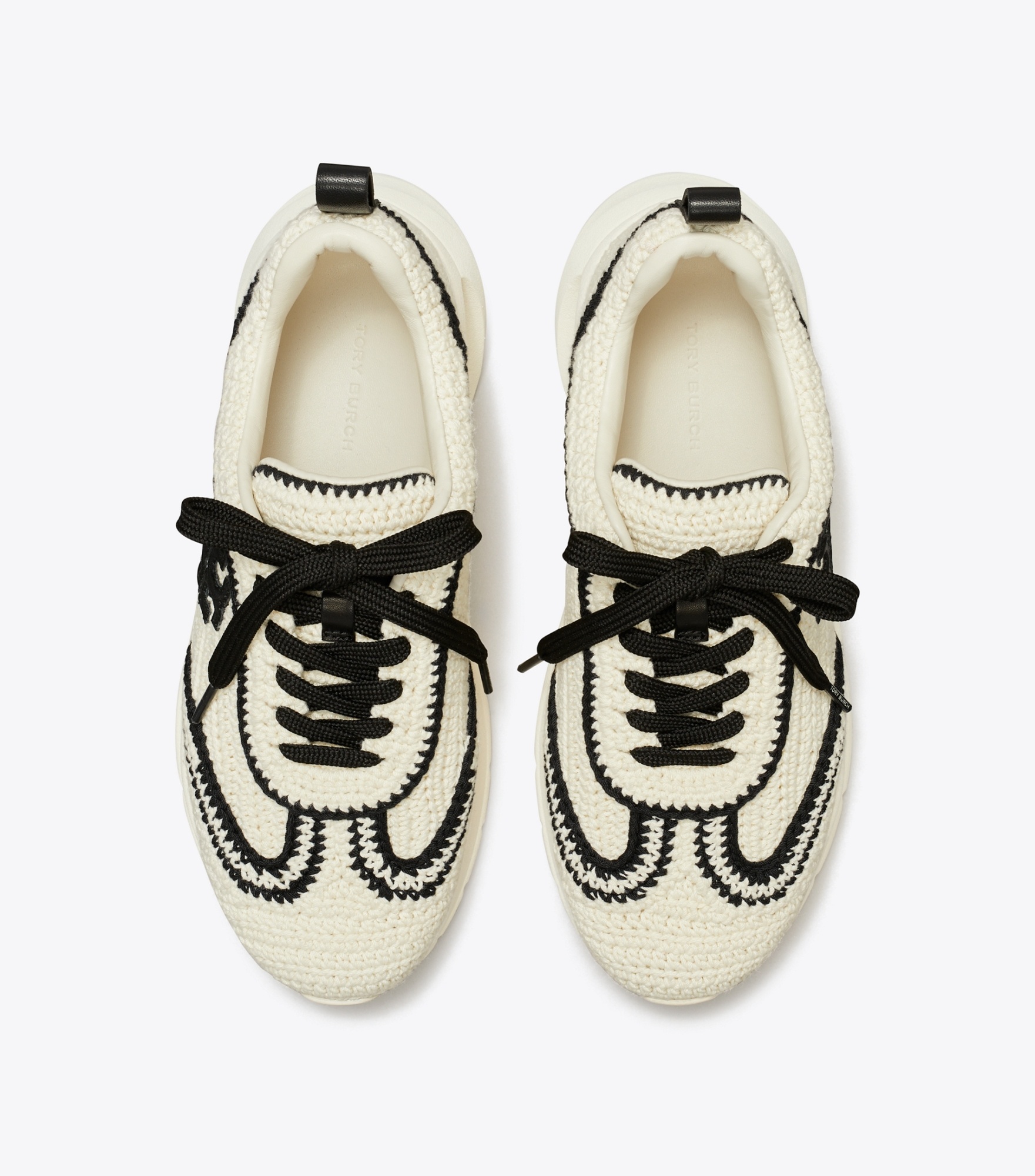 Shop Tory Burch Good Luck Crochet Trainers In White