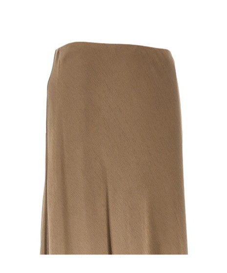 Alberta Ferretti Crepe Long Skirt In Brown