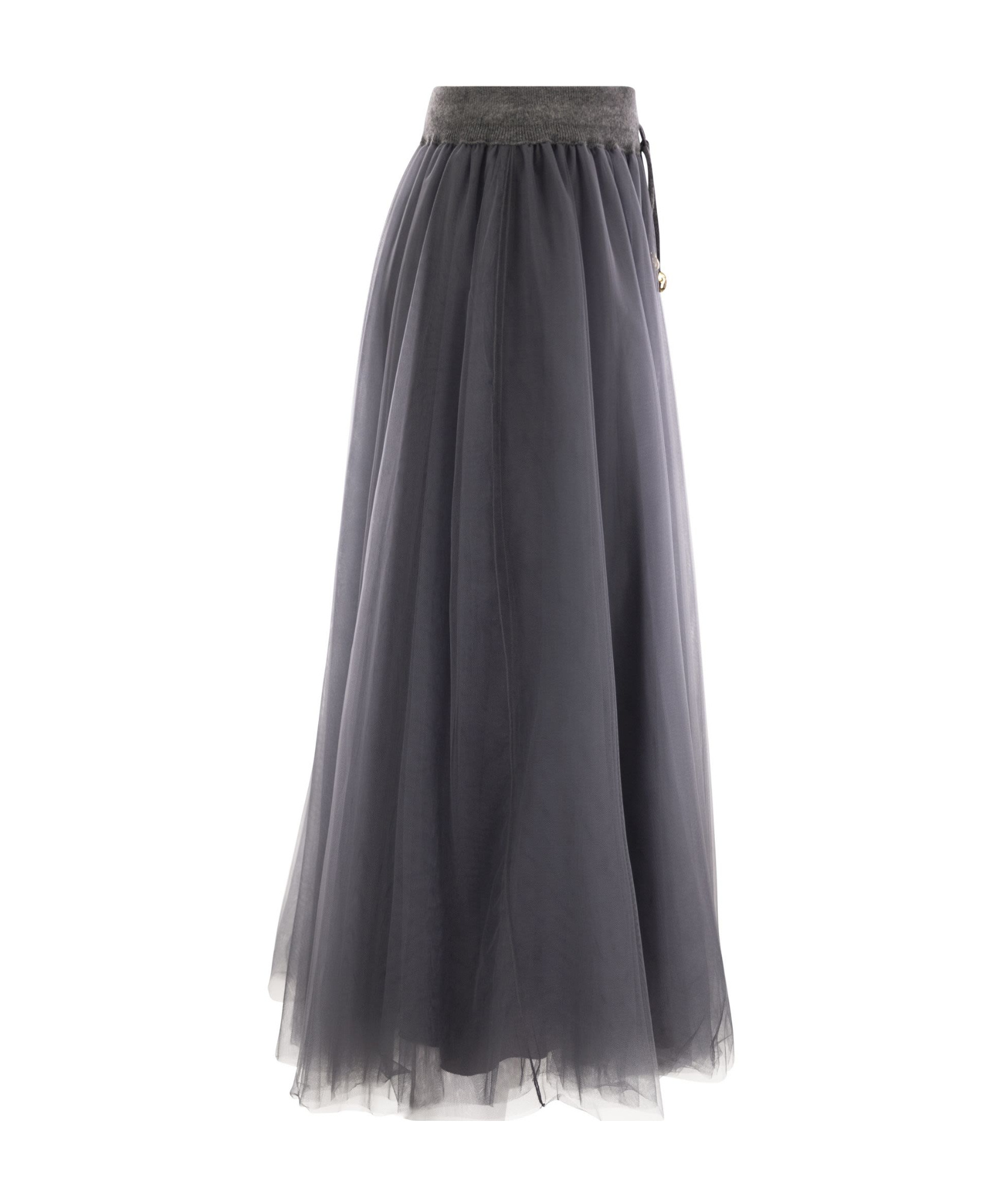 Fabiana Filippi Tulle Midi Skirt In Gray