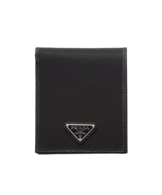 Prada Logo-plaque Bi-fold Wallet In Black
