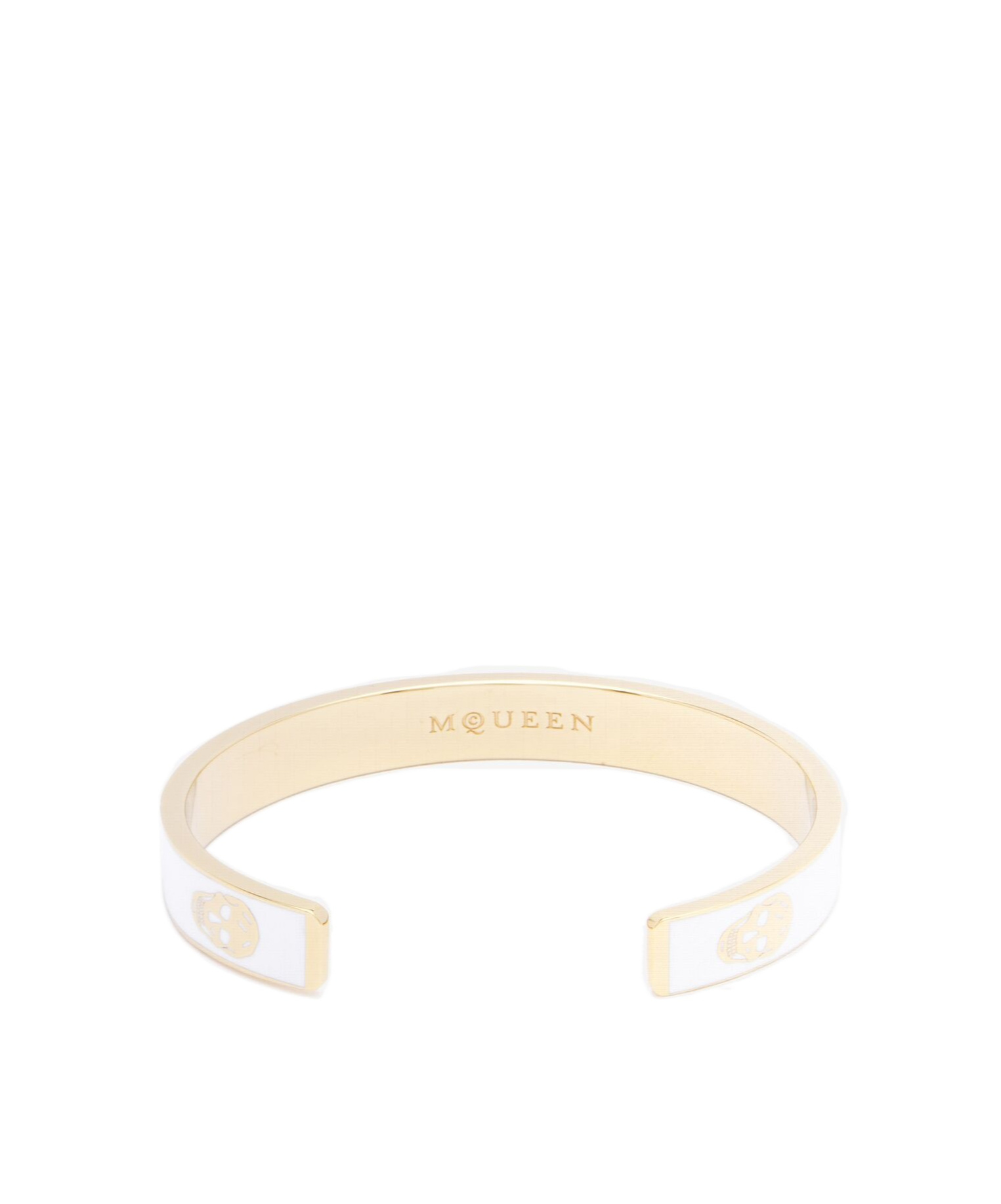 Alexander Mcqueen Thin Skull Cuff In White