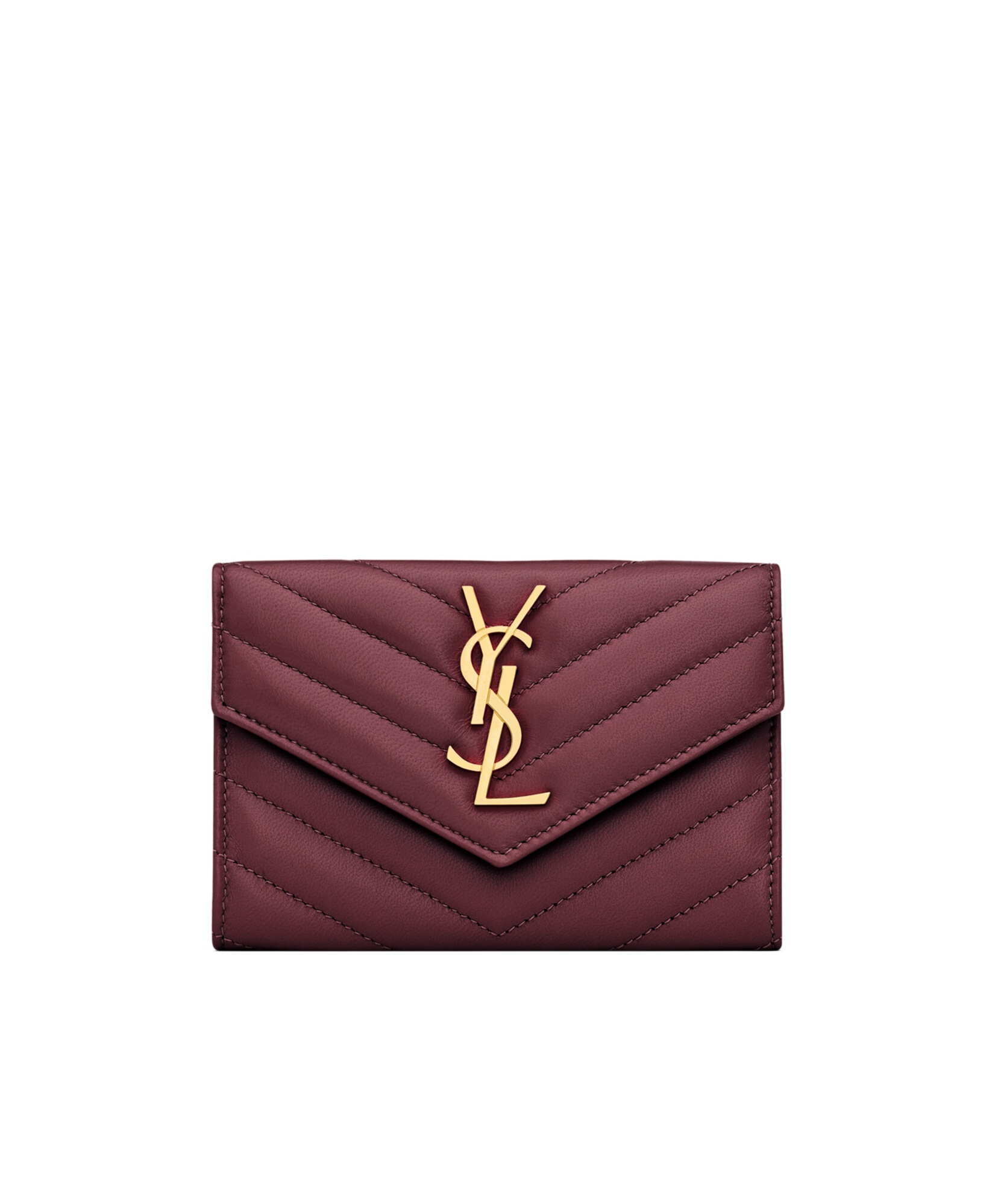 Saint Laurent Cassandre Wallet In Lambskin In Burgundy