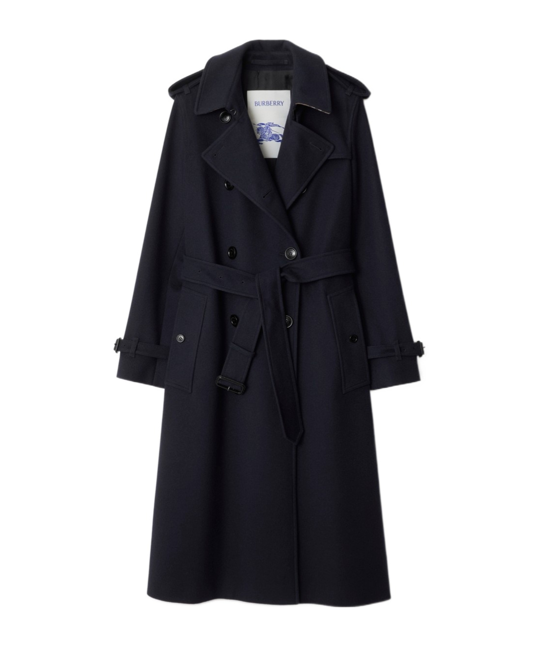 Burberry Long Gabardine Fitzrovia Trench Coat Clothing In Blue