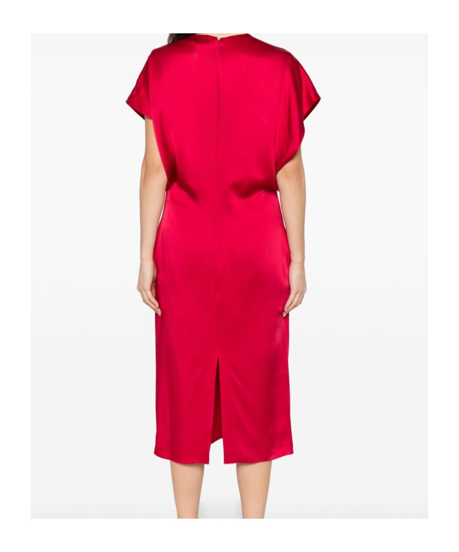 Stella Mccartney Draped Sleeves V-neck Midi Dress In Red