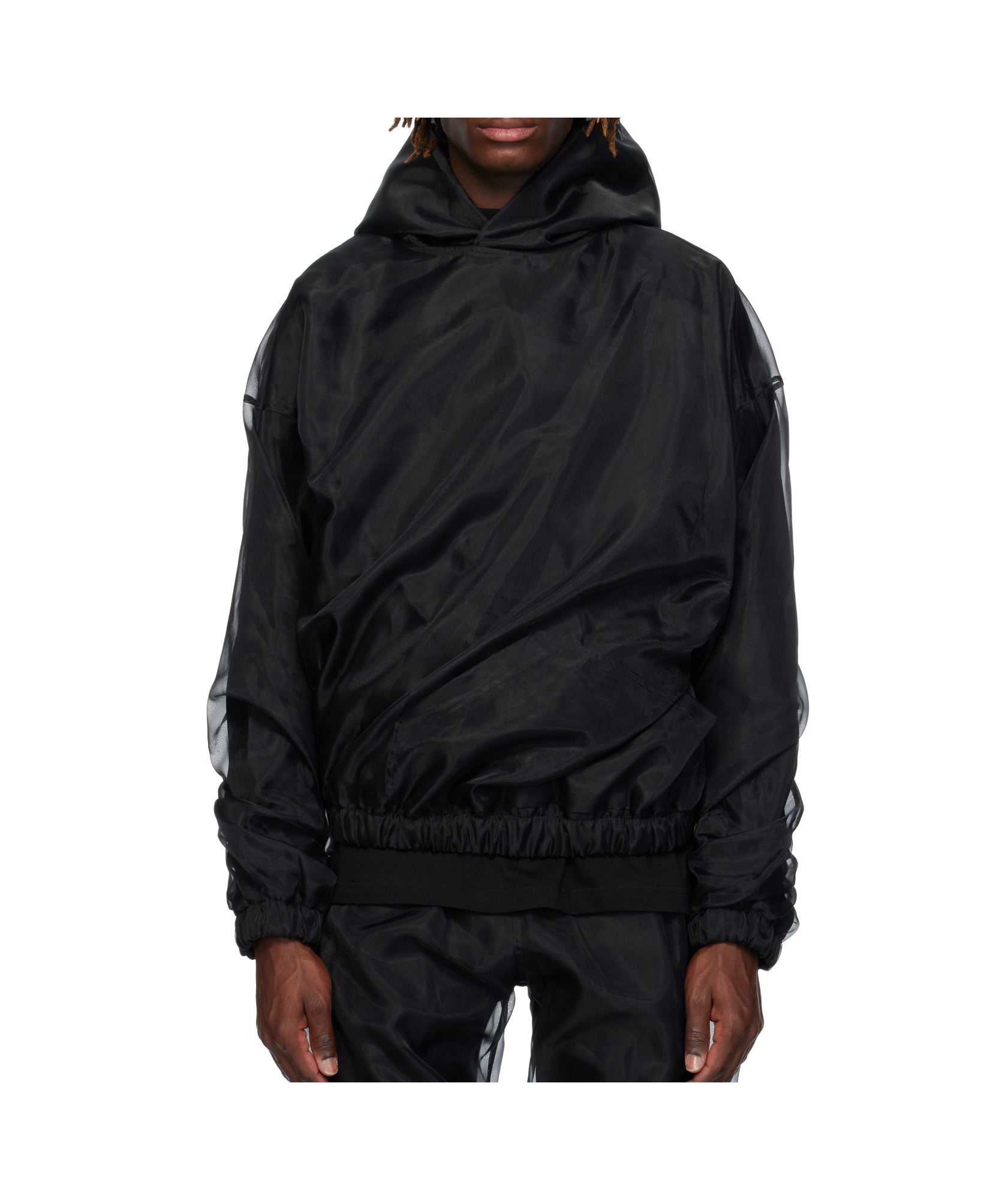 We11 Done Long-sleeved Hooded Sweatshirt In Black
