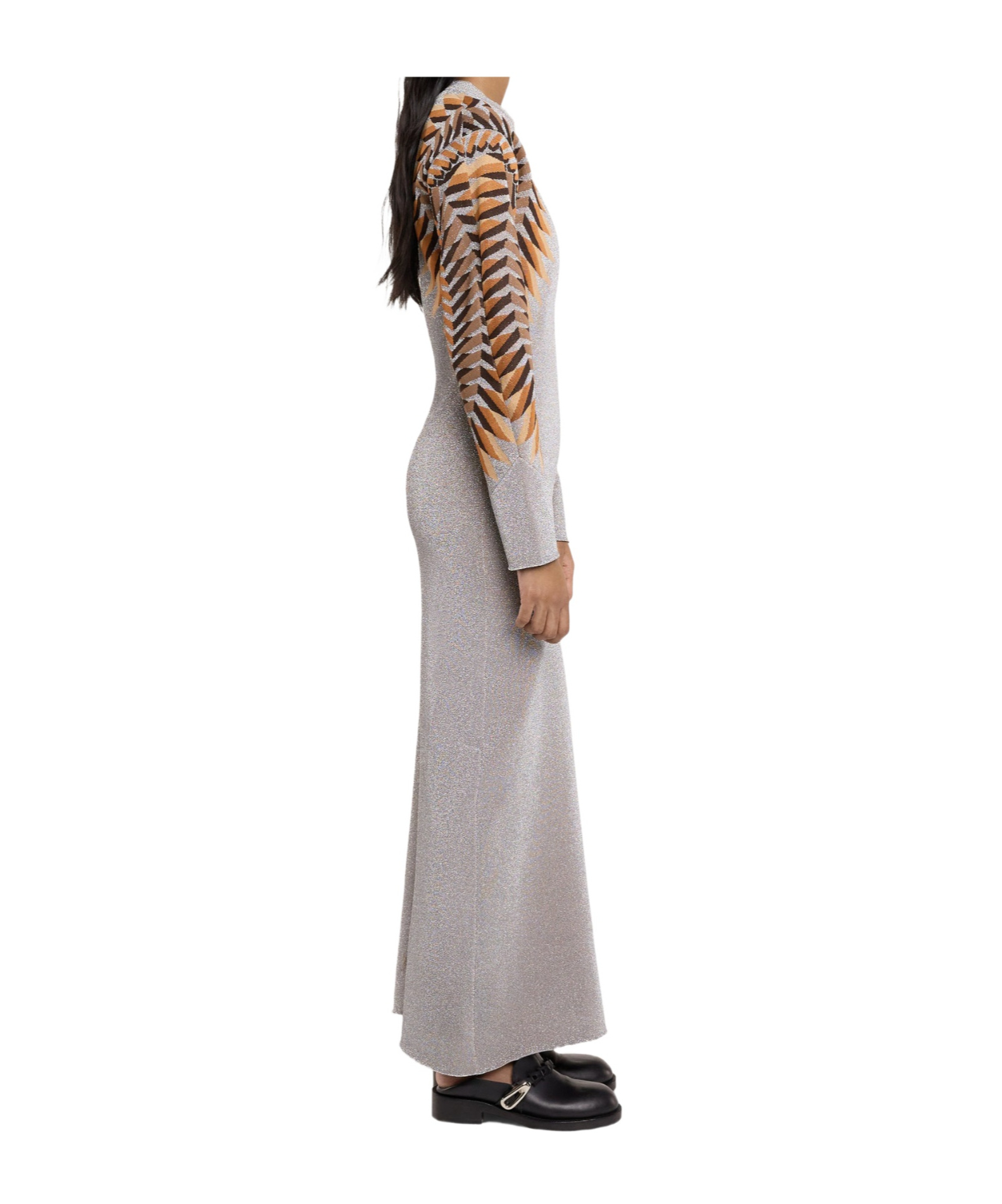 Rabanne Intarsia Metallic-knit Maxi Dress In Gray