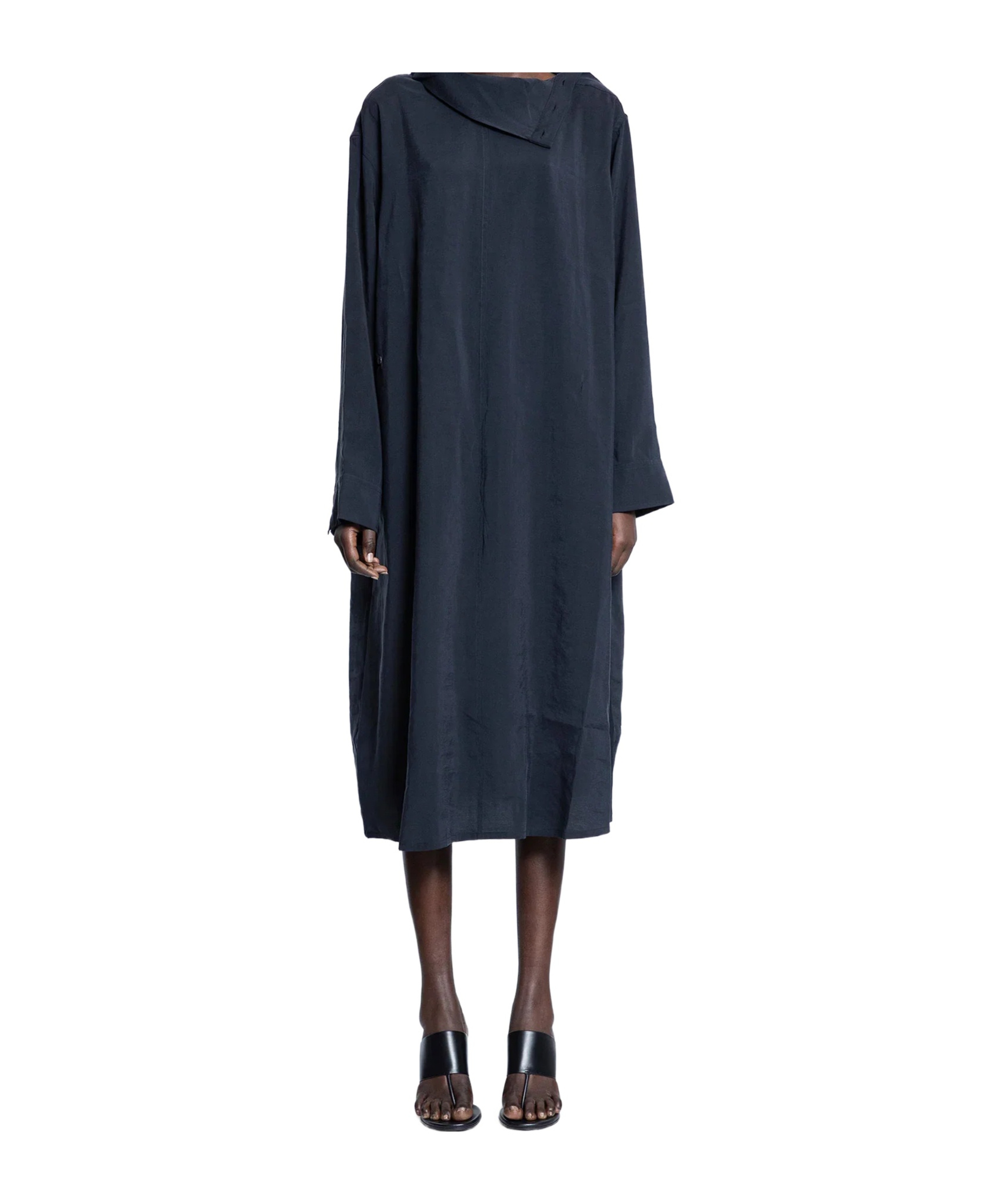Studio Nicholson Asymmetric-fold Midi Dress In Blue