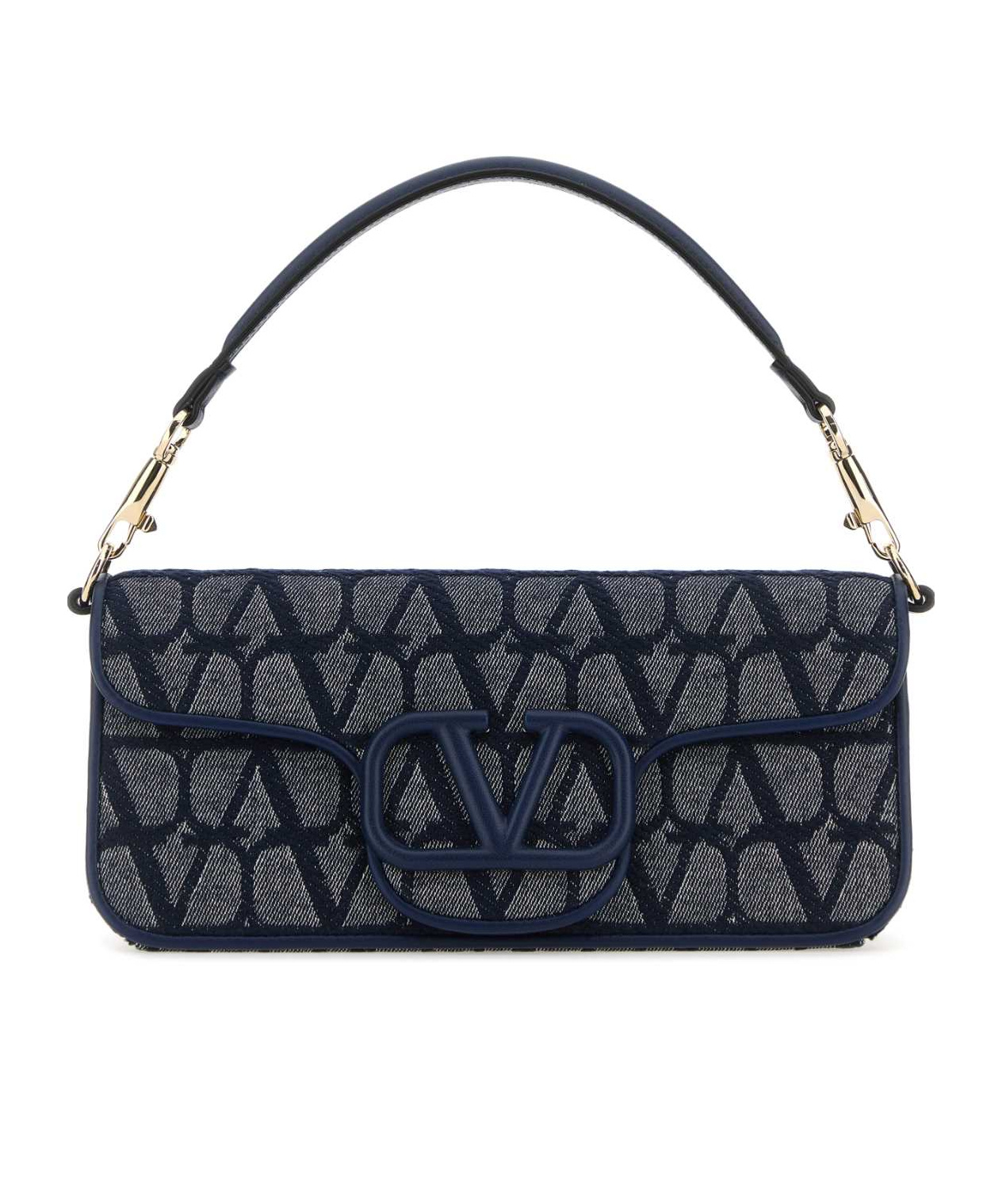 VALENTINO GARAVANI LOCÒ TOILE ICONOGRAPHE DENIM SHOULDER BAG
