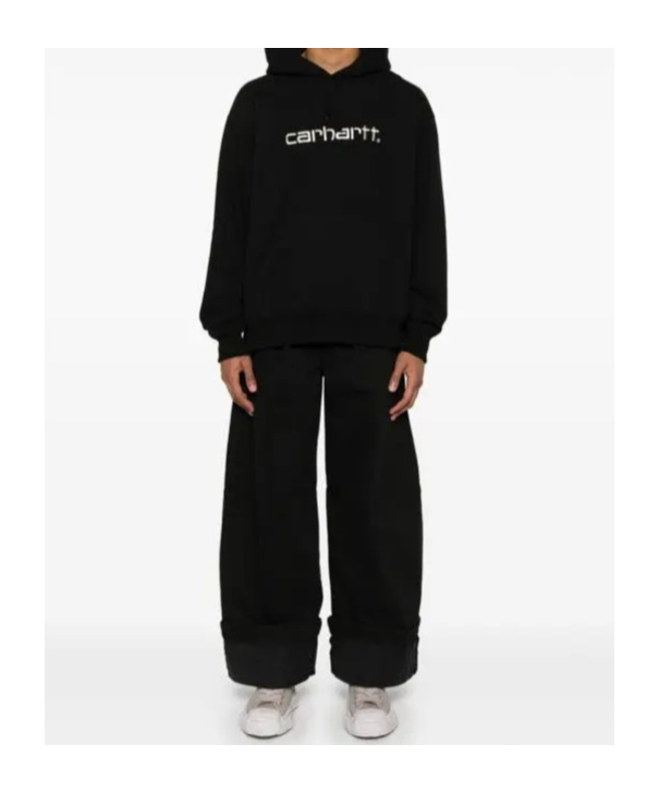 Junya Watanabe Men Printed Cotton Hoodie In Black