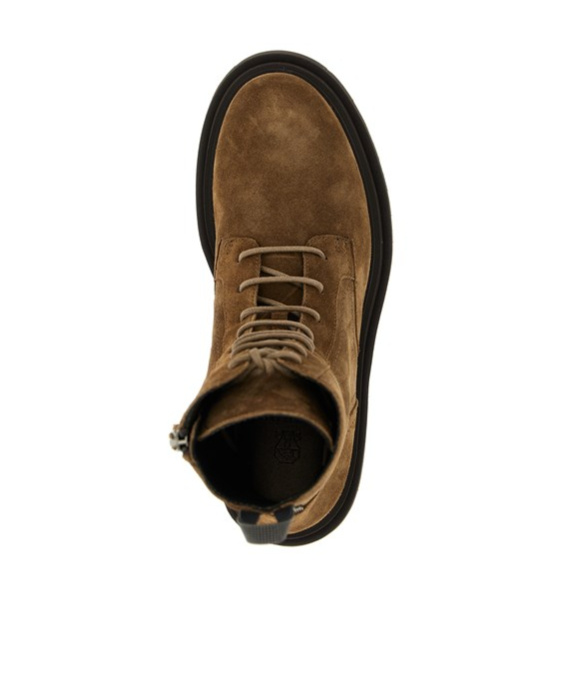 Brunello Cucinelli Round Toe Ankle Boots In Brown
