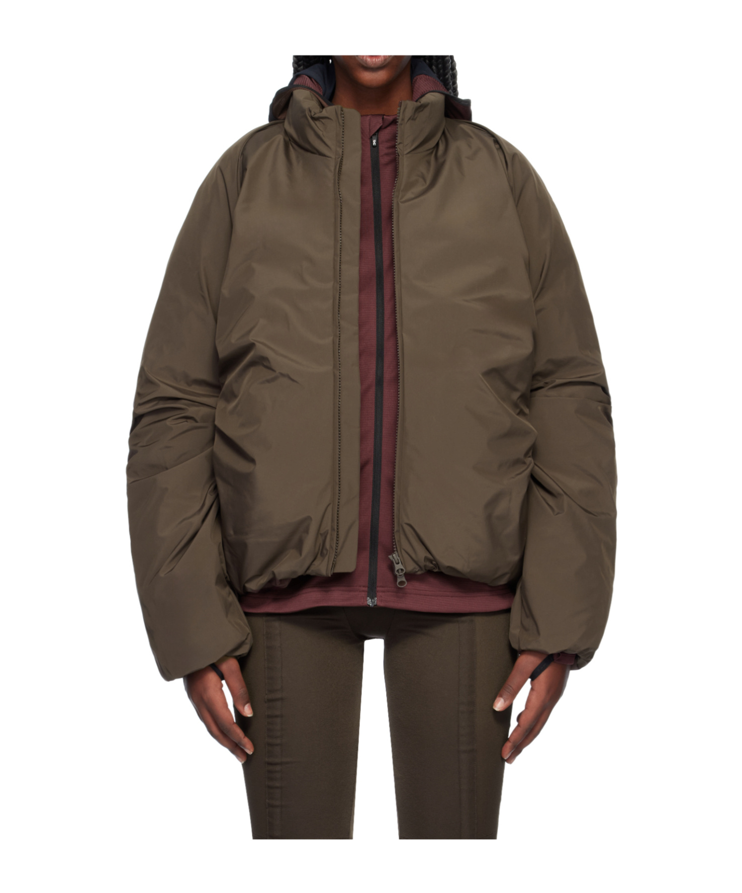 Post Archive Faction (paf) Zipper Down Jacket In Green