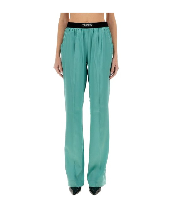 Tom Ford Satin Pajama Bottoms In Blue
