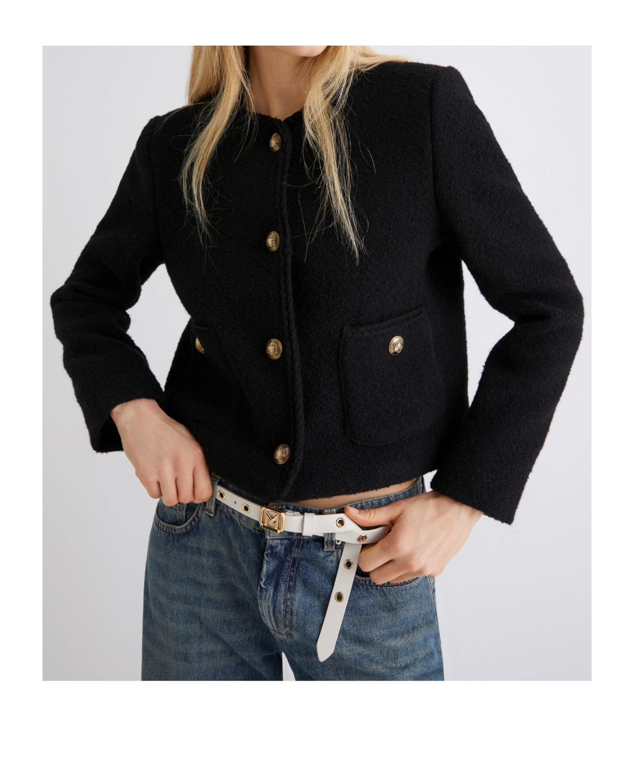Marella Straight-fit Bouclé Jacket In Black
