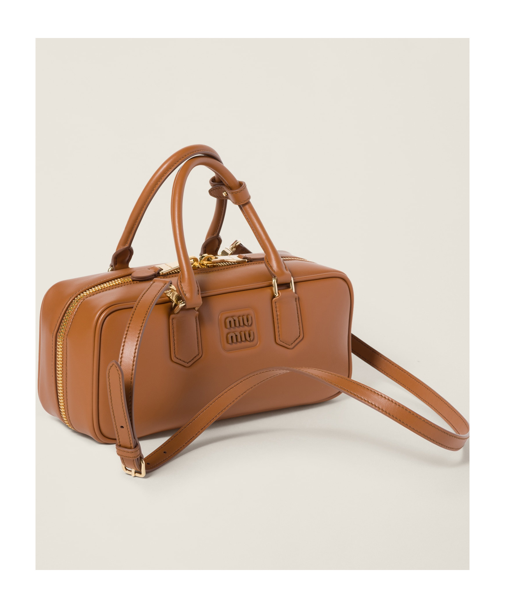 Miu Miu Arcadie Large Leather Top-handle Bag In Brown