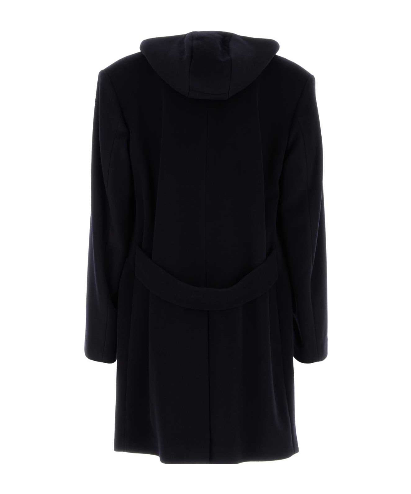 Prada Midnight Wool Blend Coat In Navy Blue
