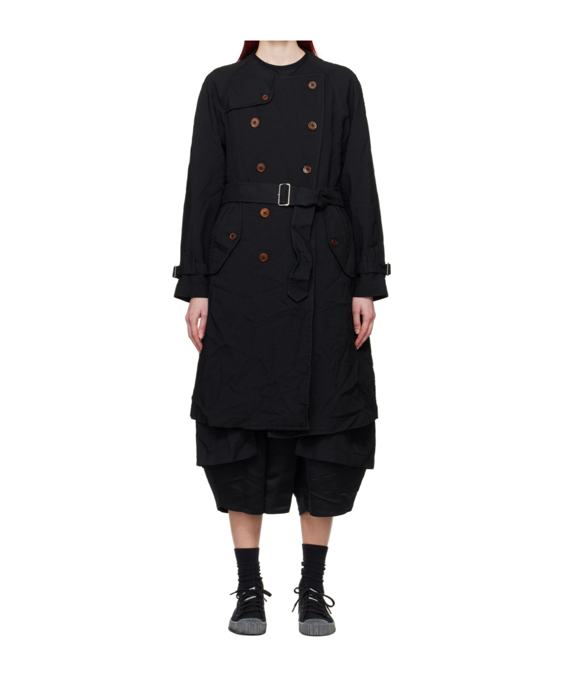 COMME DES GARÇONS DOUBLE-BREASTED BELTED TRENCHCOAT
