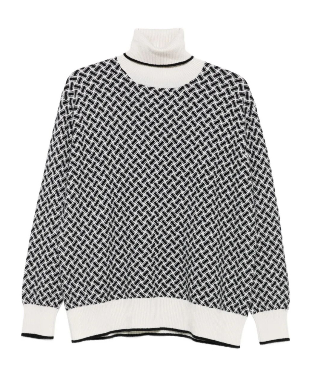 Drumohr Geometric-pattern Turtleneck Sweater In Gray