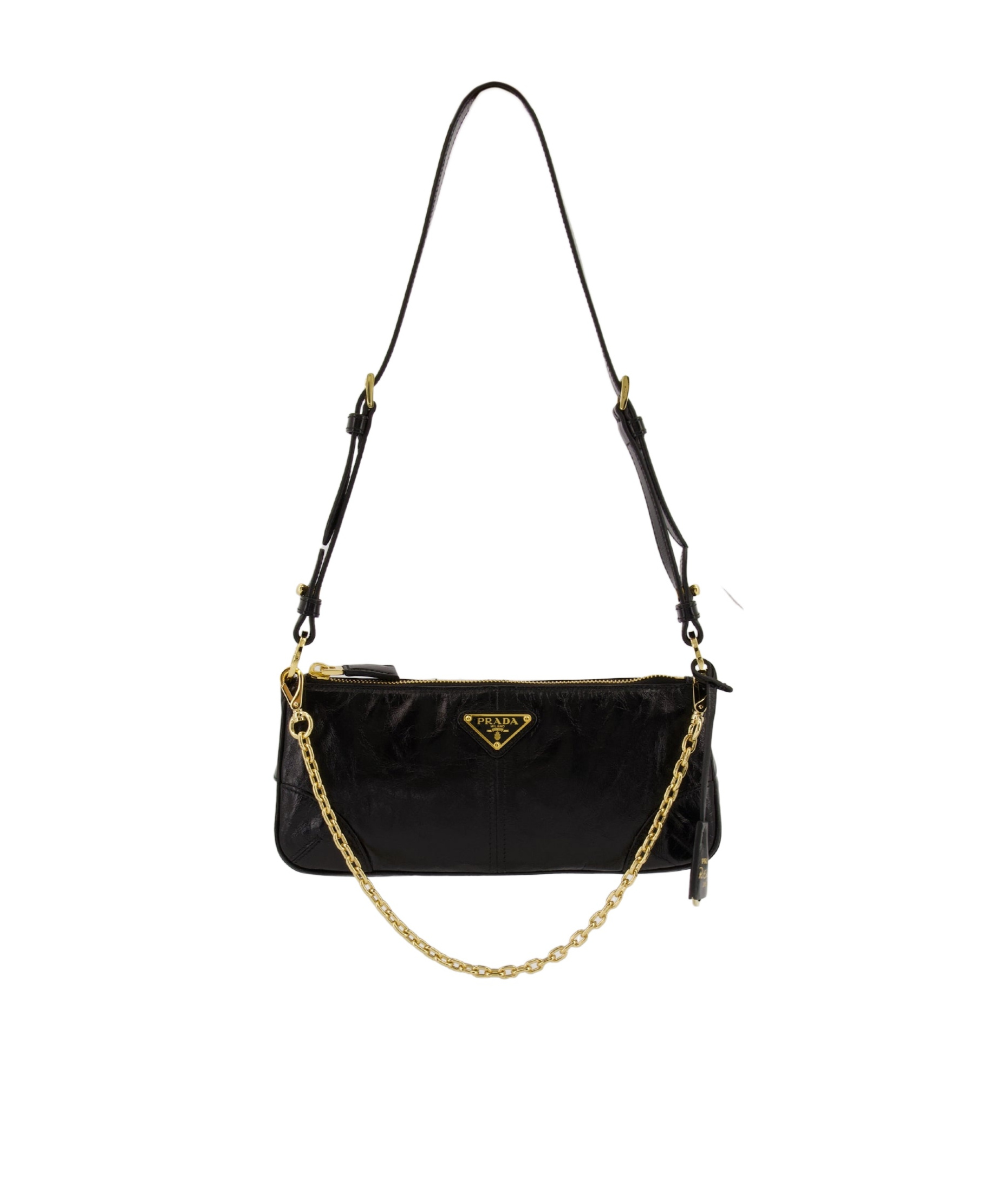 Prada Re-edition 2002 Zipped Shoulder Bag In Black