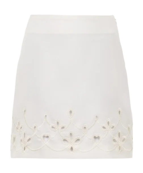Chloé Embroidered A Wool Miniskirt In White
