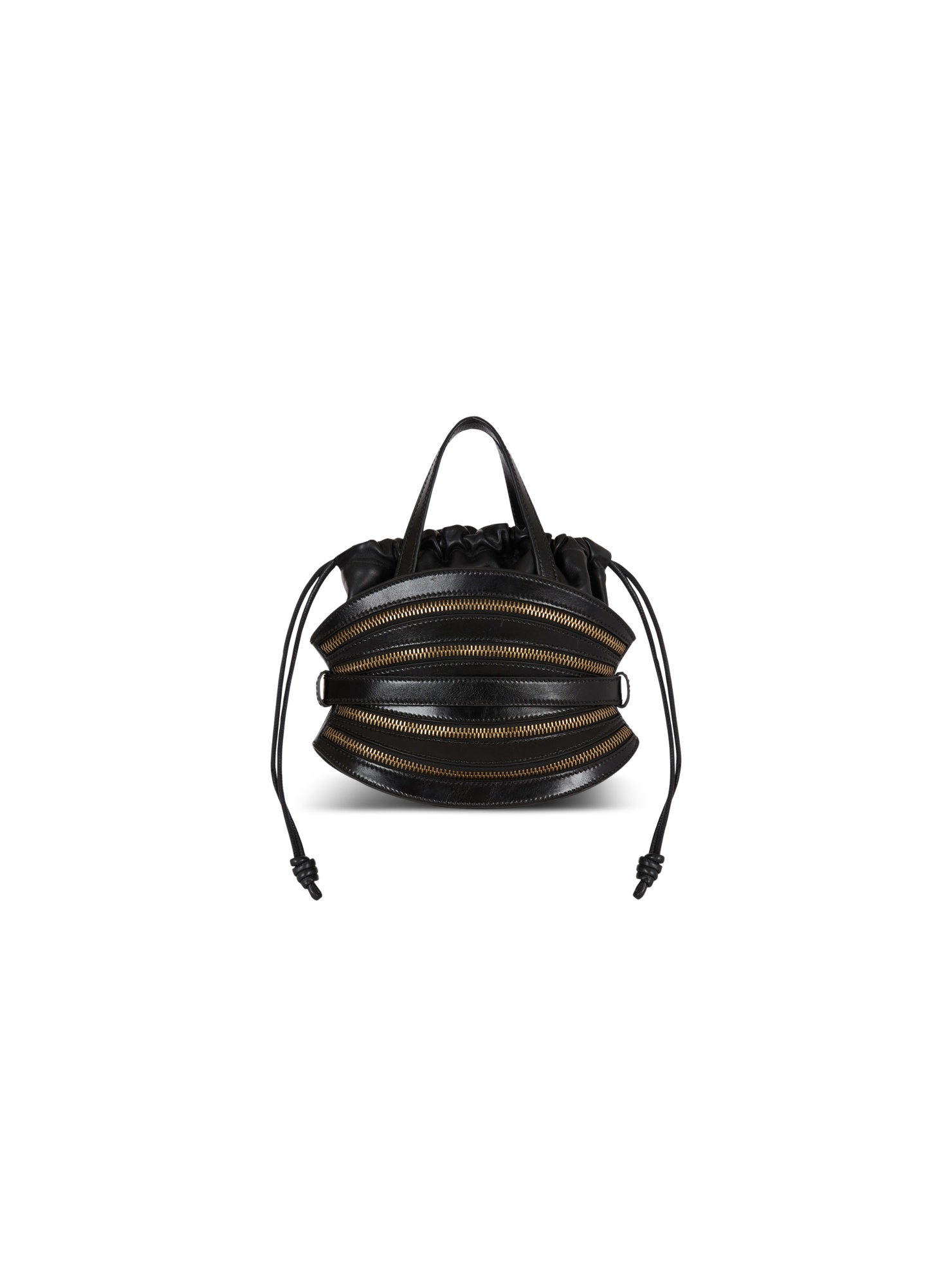 Balmain Mini Shuffle Zips Bag In Calfskin Leather In Black