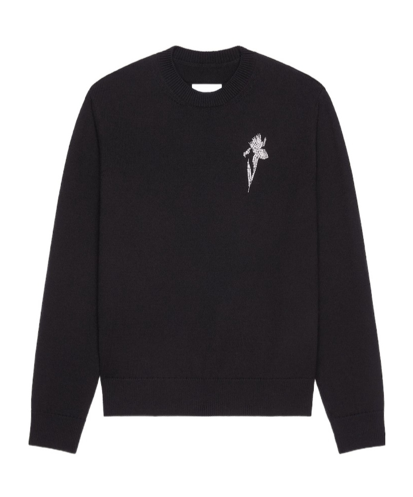 Givenchy Sweater In Wool Knit With Crystal Embroidery In Black