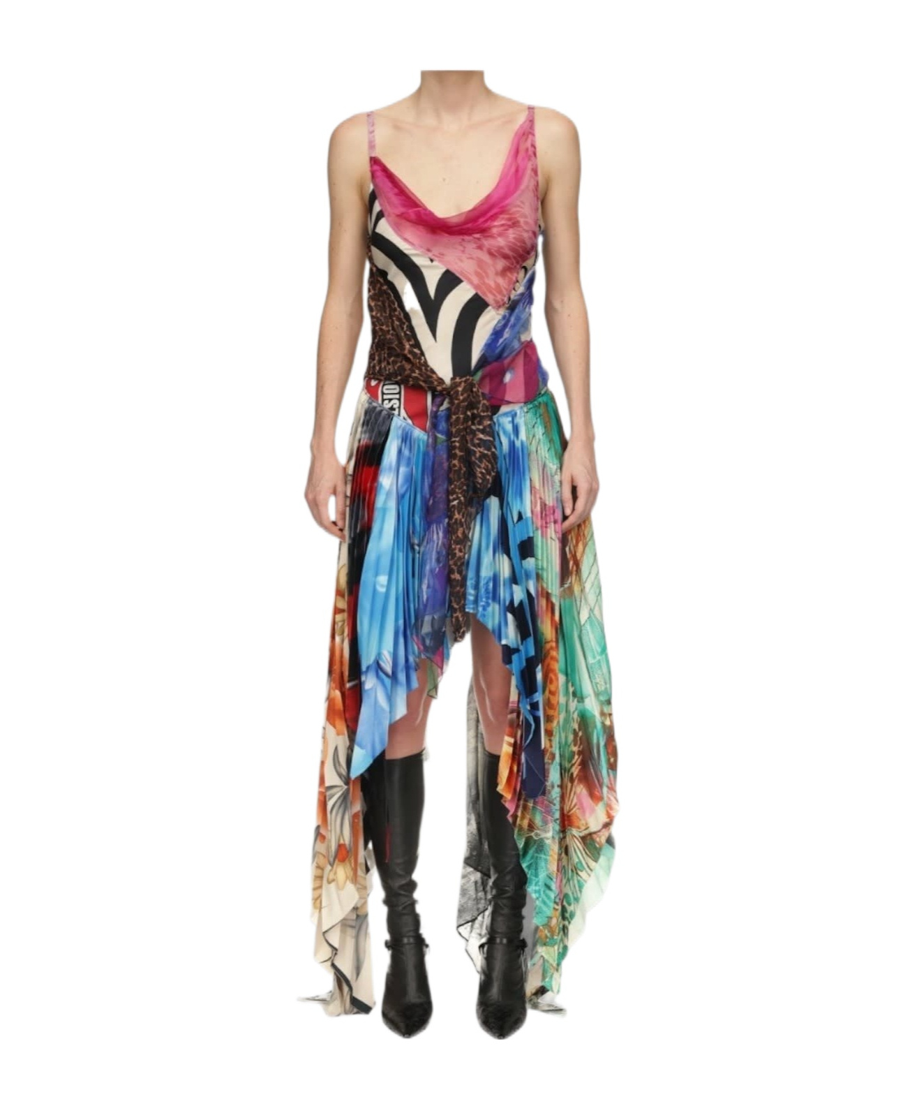 Marine Serre Thin Shoulder Strap Dress In Multicolor