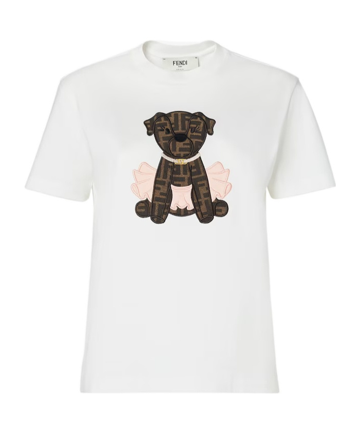 Fendi Itina Patch Crewneck T-shirt In White