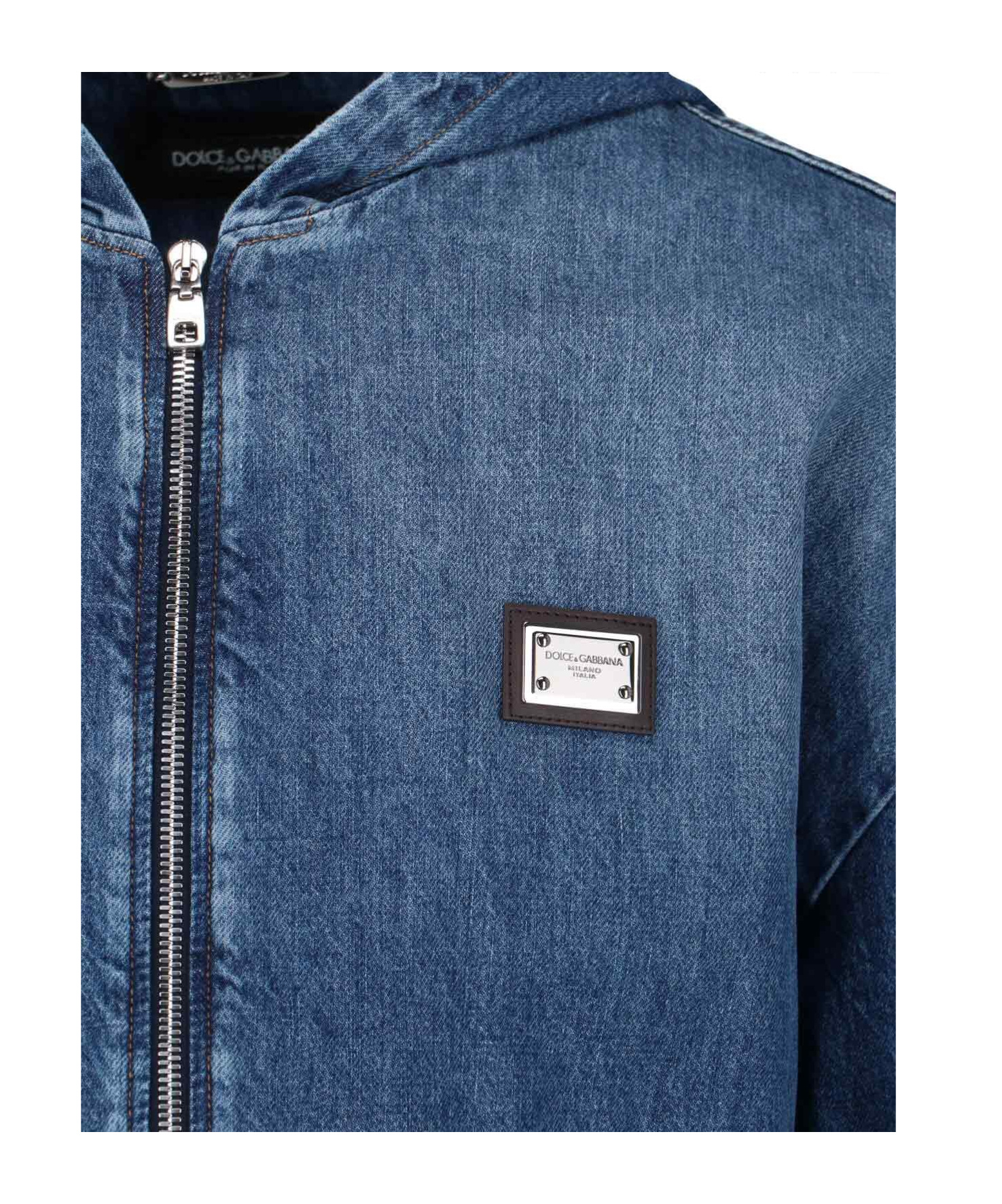 Dolce & Gabbana Jacket Hooded Front Pockets In Blue