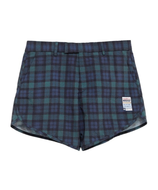 Martine Rose Tartan Tailored Gym Shorts In Dark Green