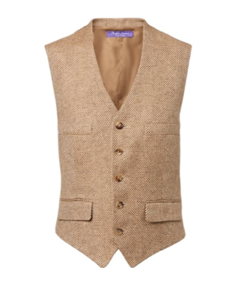 Ralph Lauren Holland Linen Tweed Vest In Nude