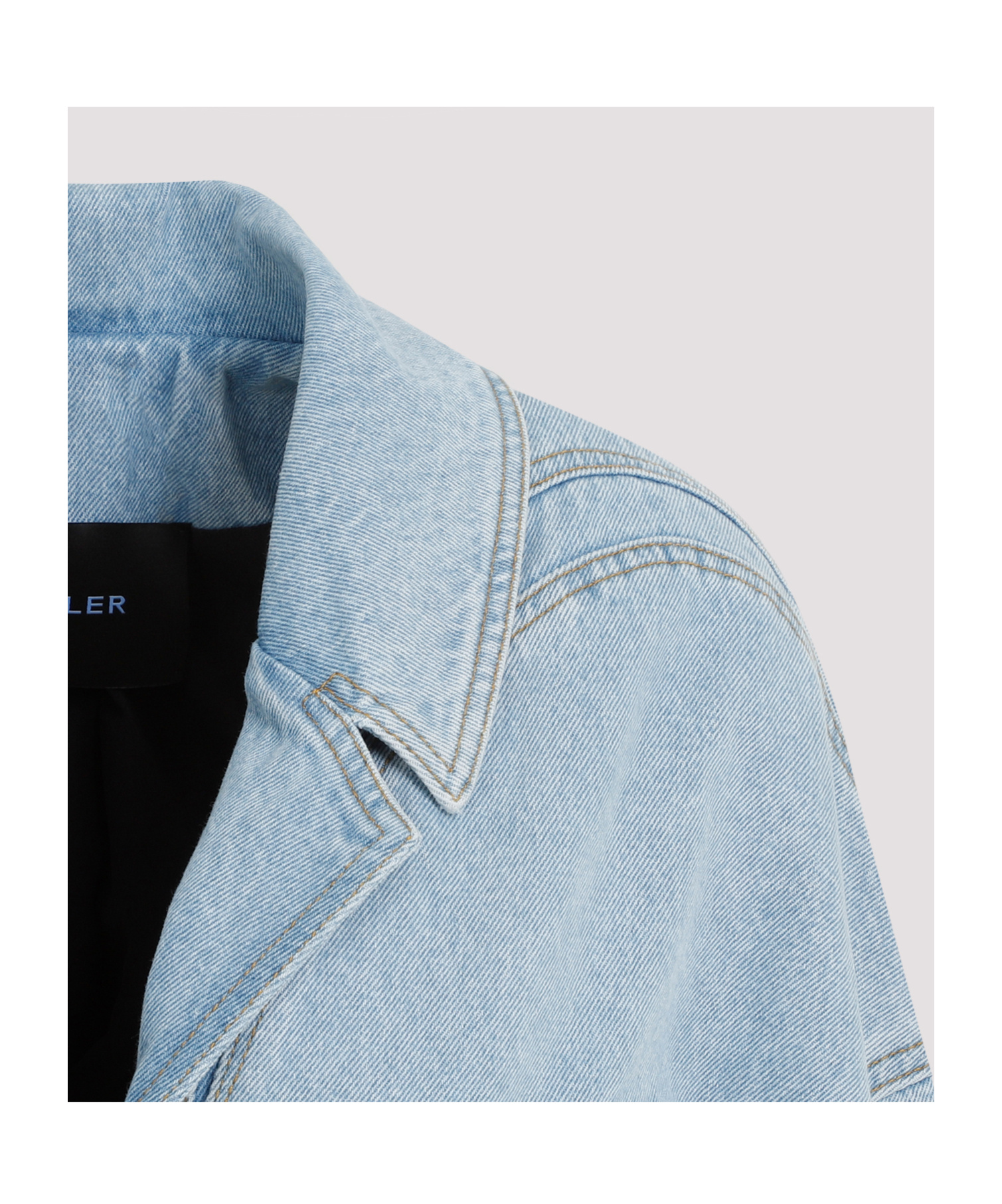 Shop Mugler Corset-style Denim Jacket In Blue