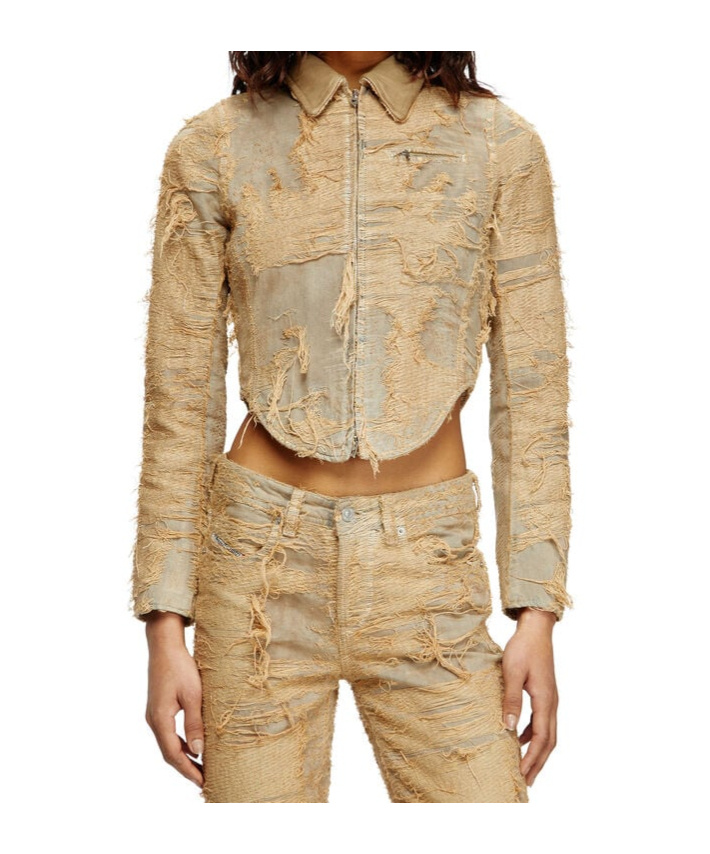 Diesel Cropped Jacket In Nude