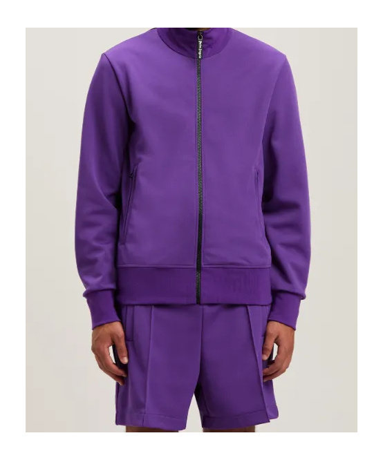 Shop Palm Angels Curved Logo Printed Track Jacket In Purple