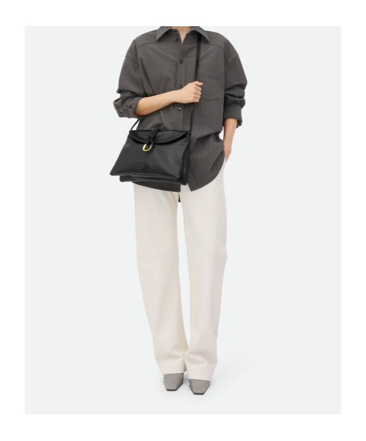 Bottega Veneta Medium Liberta Leather Shoulder Bag In Black