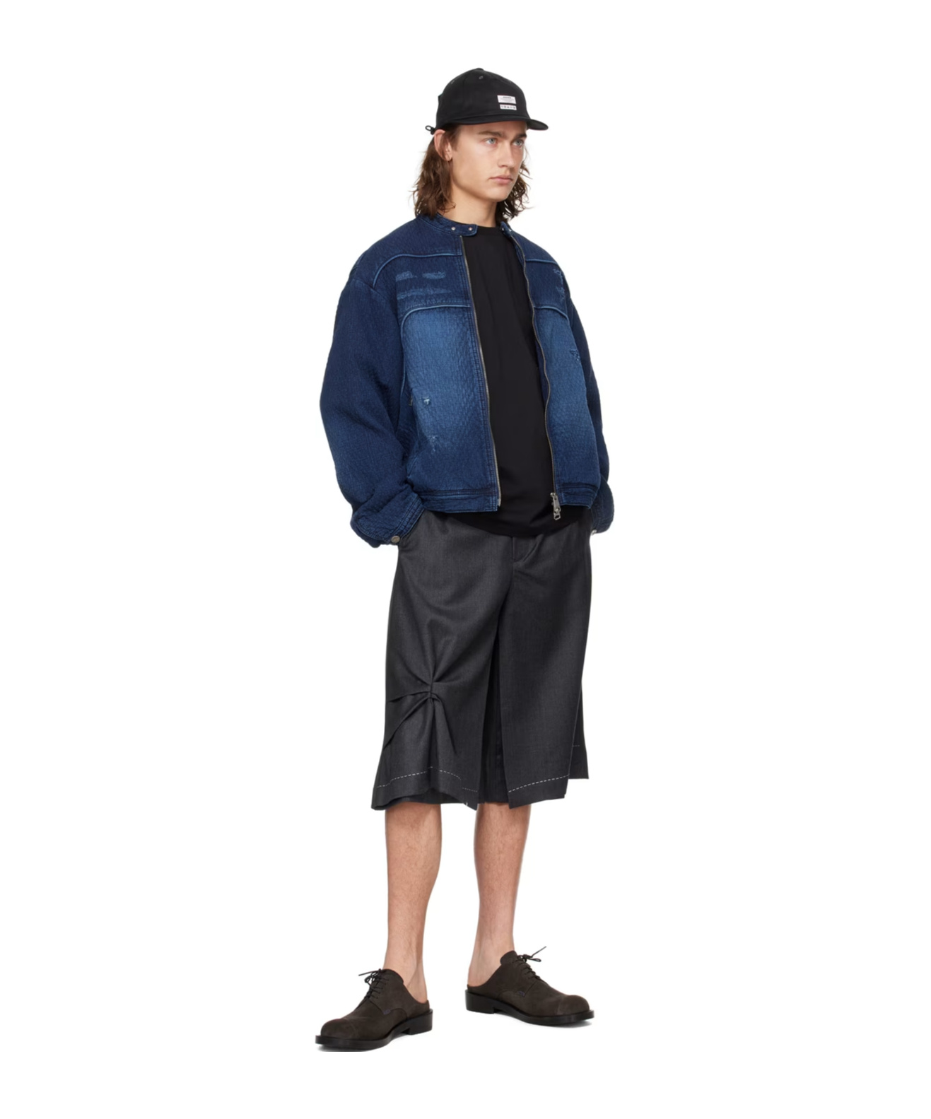 Ader Error Belt Loop Zipper Shorts In Black