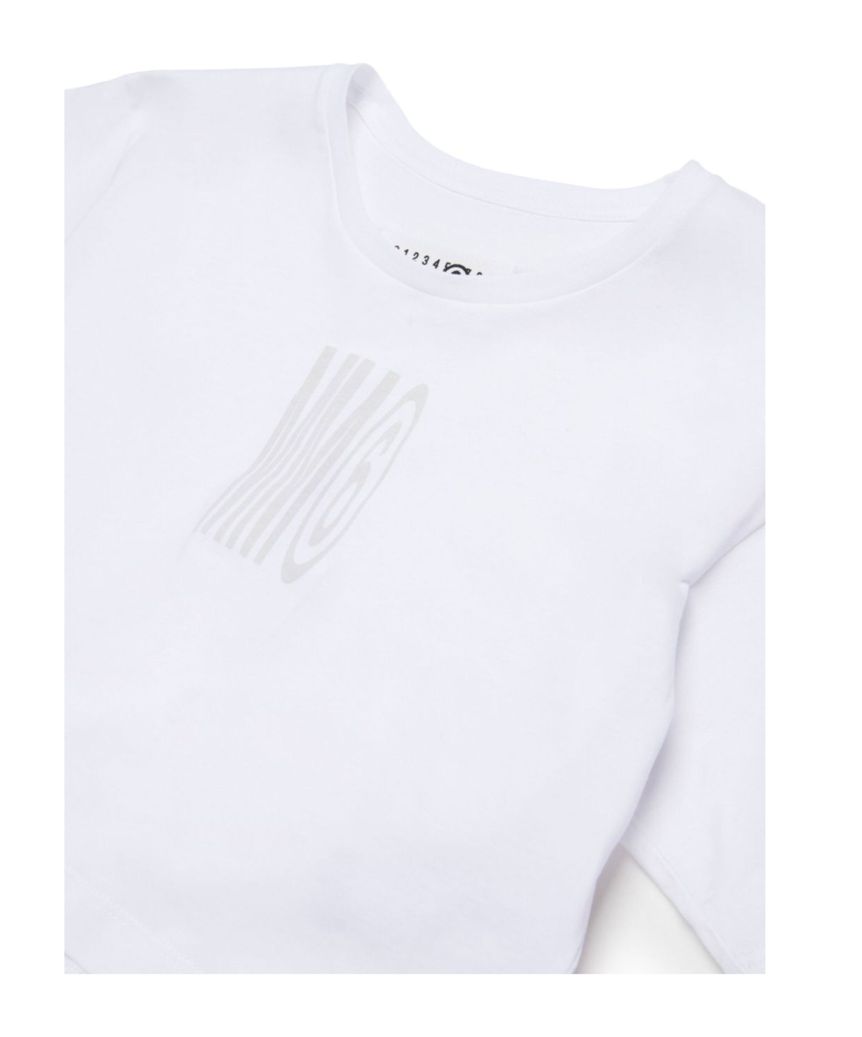 Mm6 Maison Margiela Cropped T-shirt With Institutional Logo In White